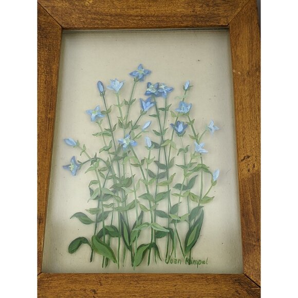Joan Kimpel Hand Painted Framed Floral Flowers Art Work 6"x8" Vintage Rustic - Picture 2 of 11